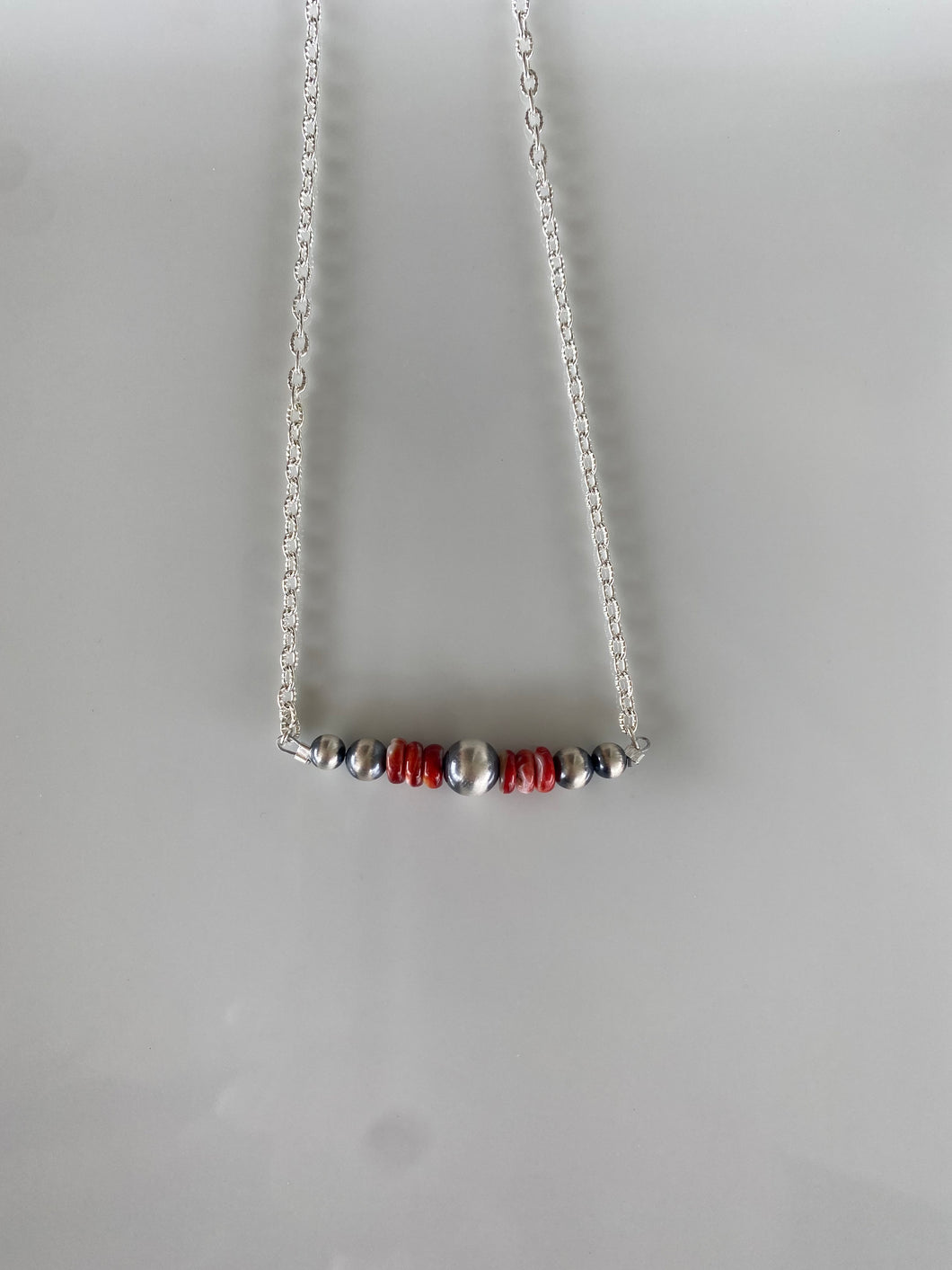 Red Spiny Bar Necklace